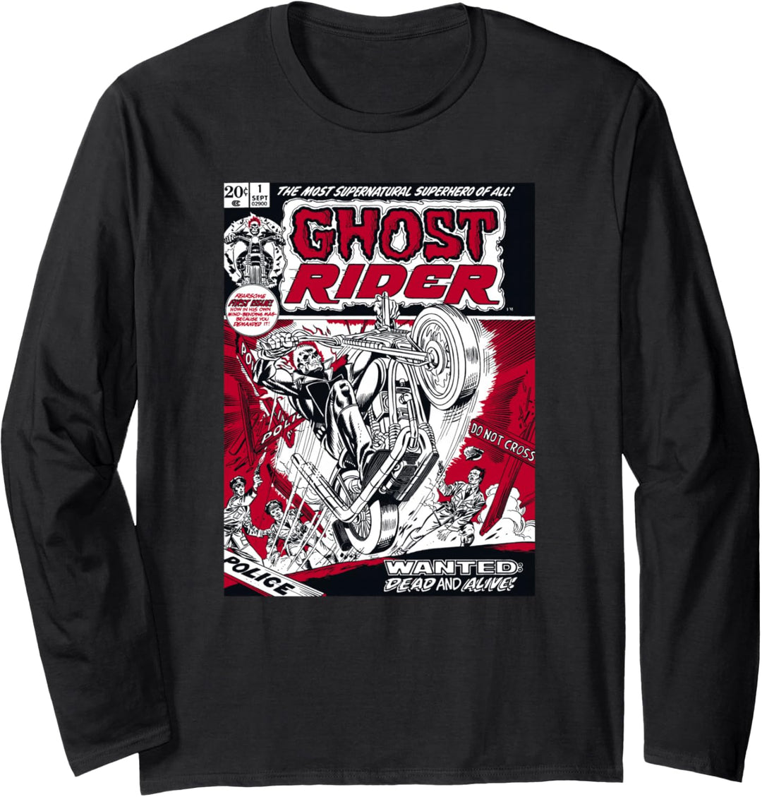 Marvel Ghost Rider Comic Book Cover Print Langarmshirt
