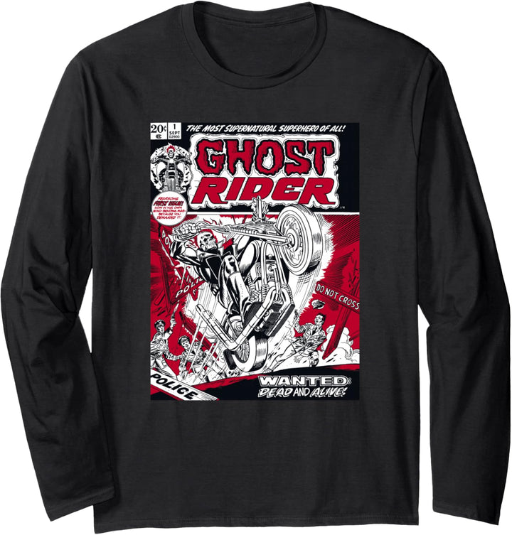 Marvel Ghost Rider Comic Book Cover Print Langarmshirt