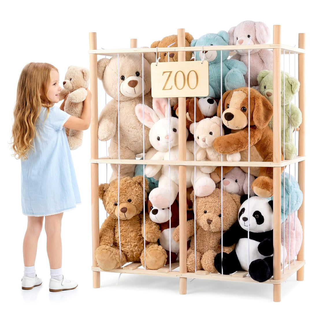 LOL-FUN Stofftier Aufbewahrung, Kuscheltier Spielzeug Kinderregal Gross | Plüschtier Aufbewahrungsko