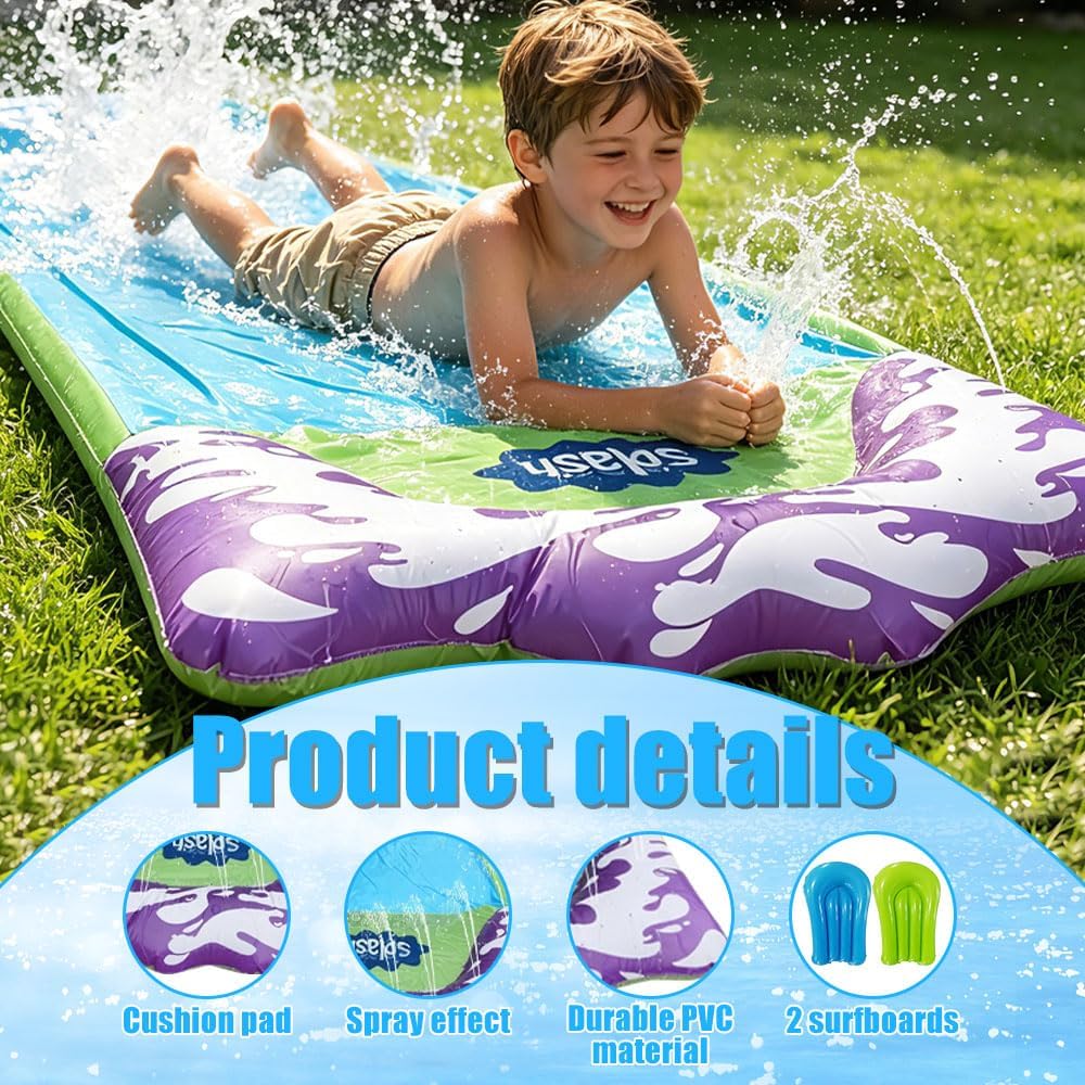 480*70CM Wasserrutsche Garten Für Kinder, Wasserrutsche Outdoor Sommer Rasen Mit 2 Bodyboards, Singl