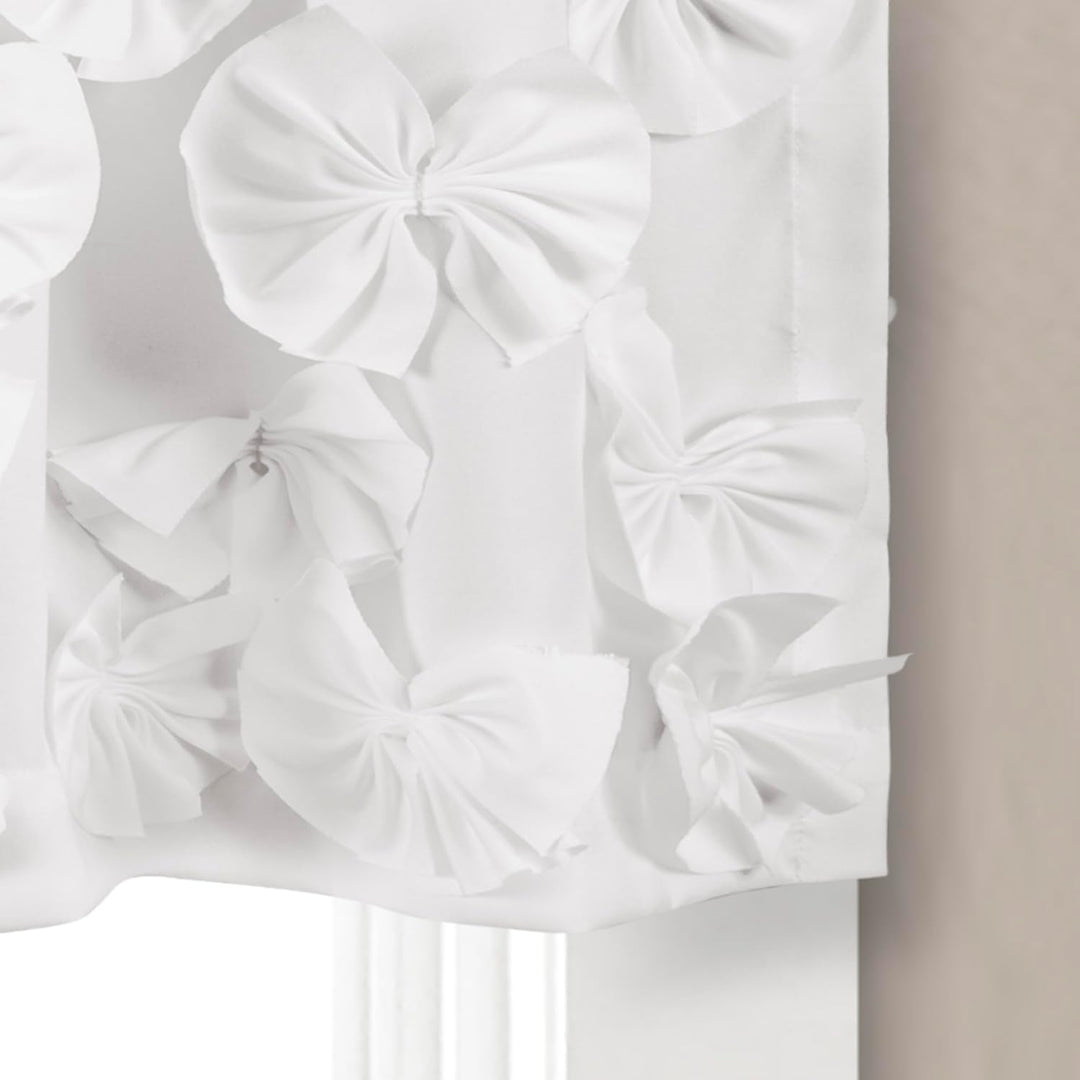 Lush Decor Riley Fenstervorhang, 1 Stück, Polyester, Weiss/opulenter Garten, Valance Weiss/Opulenter
