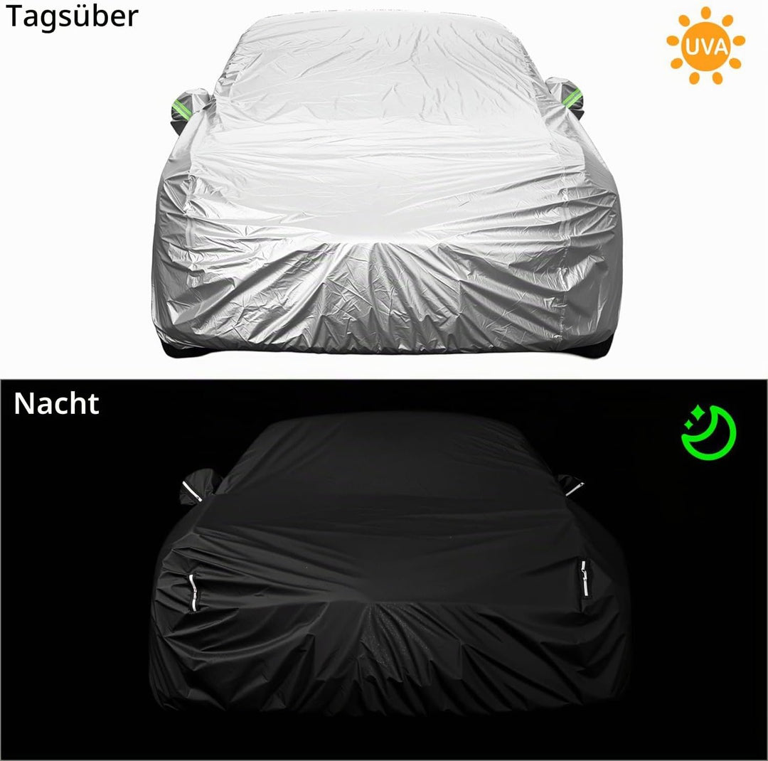 QWORK® Autoabdeckung, 470x180x150cm Aussen- Anti-Kratz-, UV-Schutz &amp; wasserdichte Fahrzeugabdeckung,