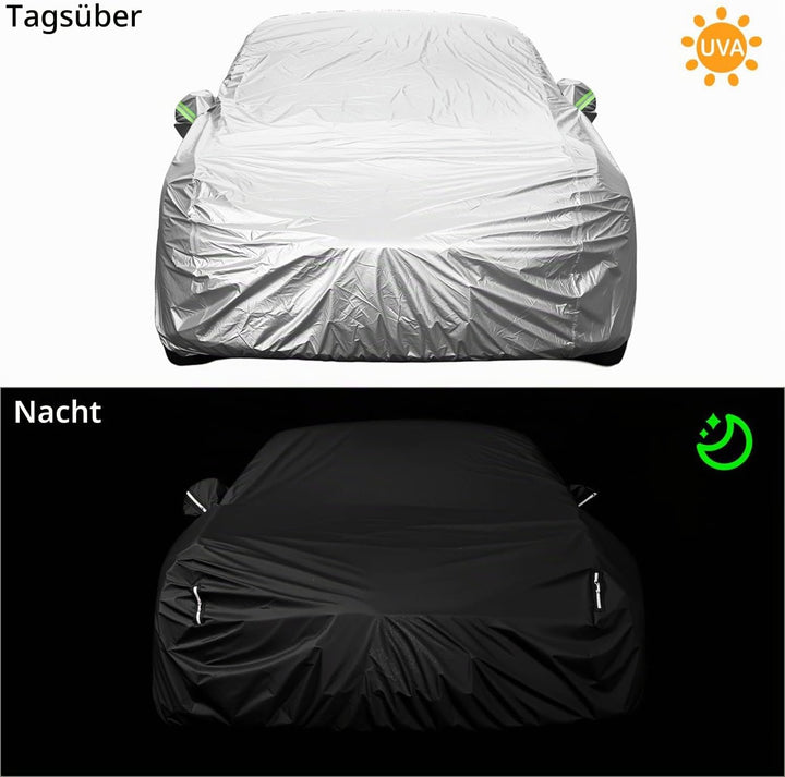 QWORK® Autoabdeckung, 470x180x150cm Aussen- Anti-Kratz-, UV-Schutz &amp; wasserdichte Fahrzeugabdeckung,