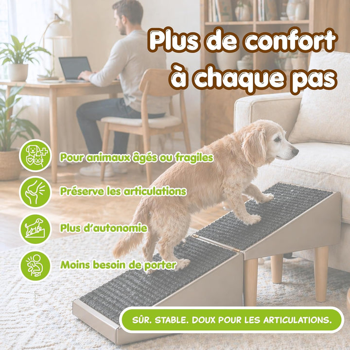 Outentin Hundetreppe Klappbar – rutschfeste Hunderampe & Weiche Haustiertreppe für Kleine & Grosse H