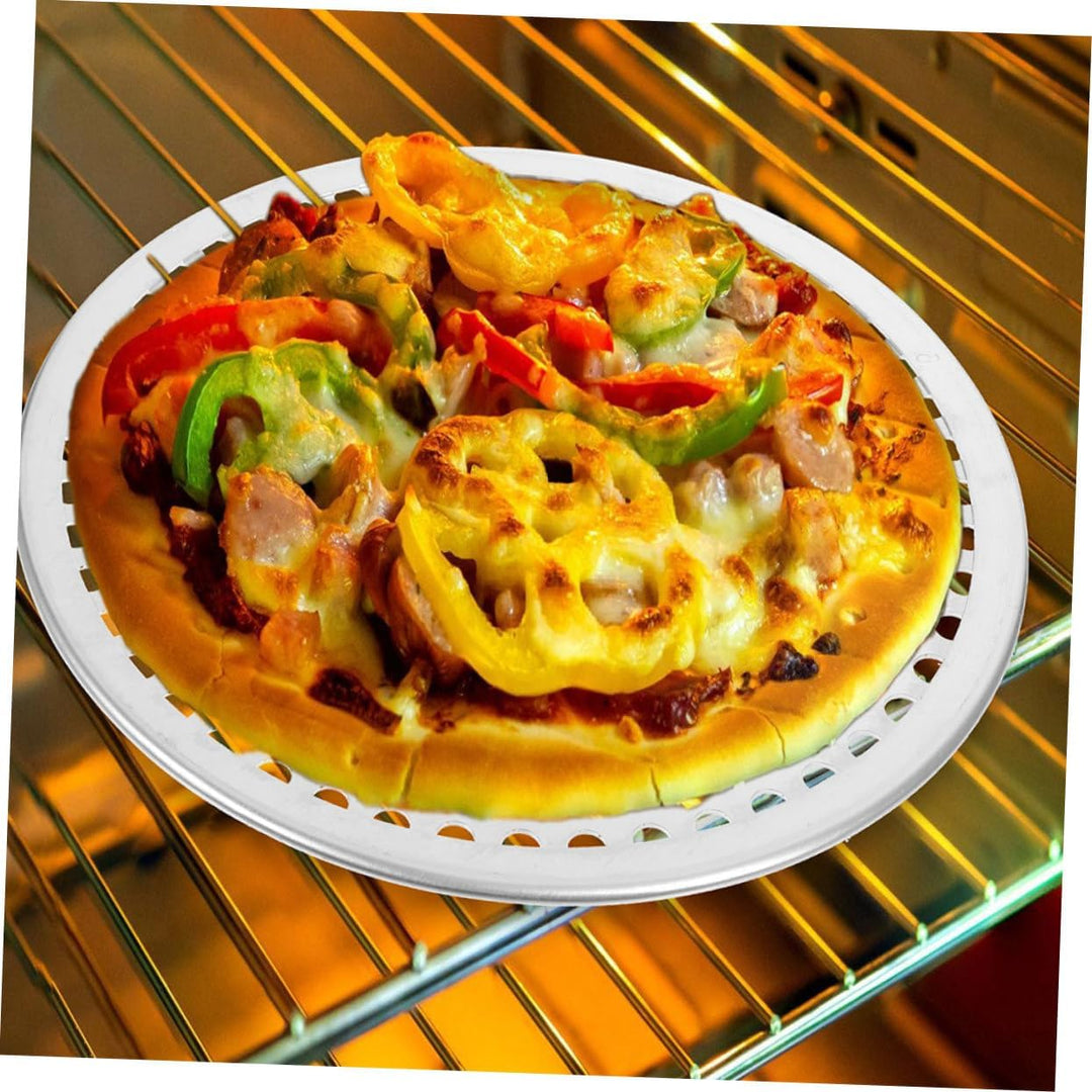 Cabilock Perforiertes Pizzablech aus Aluminiumlegierung Silber Rund mit Löchern Leicht zu Reinigen e