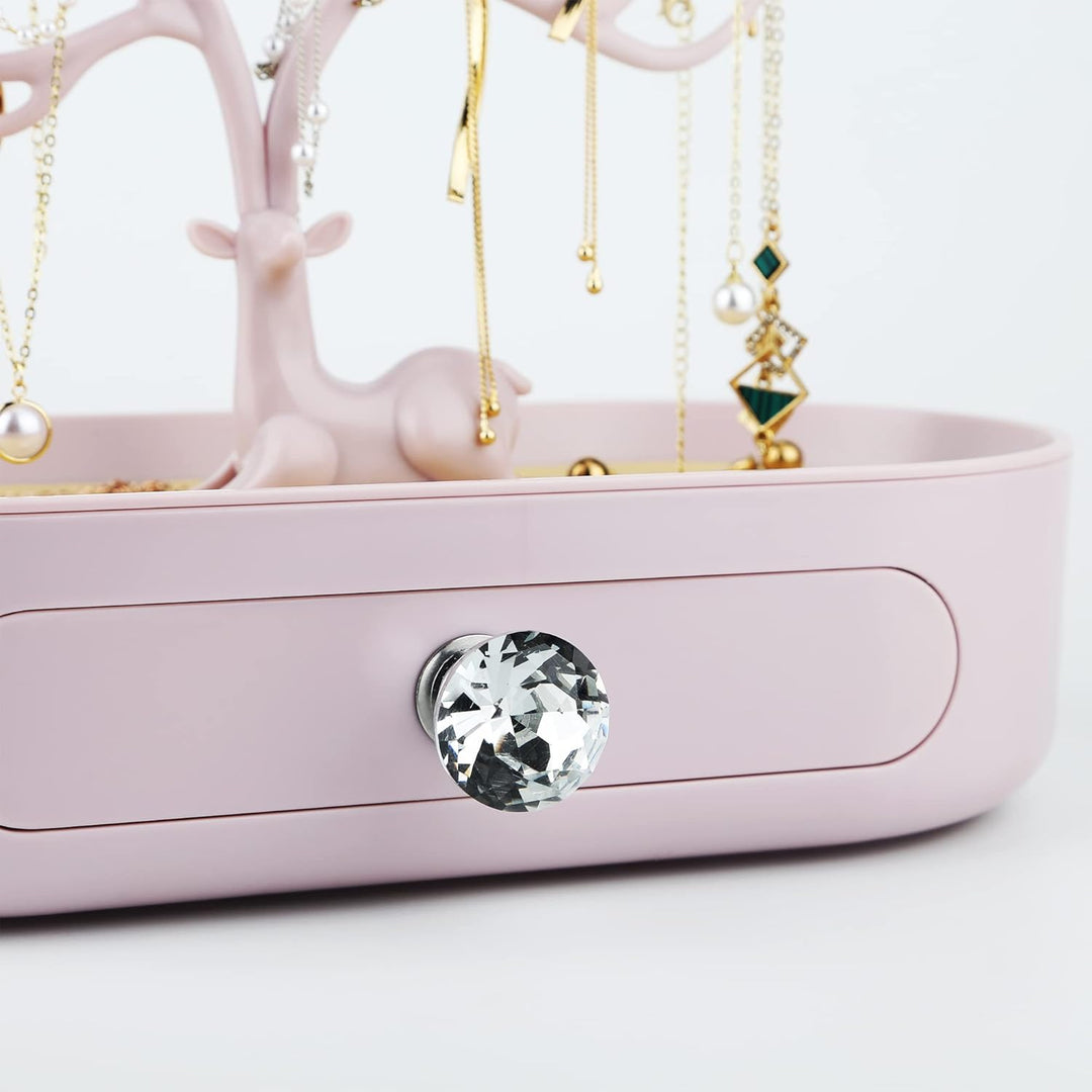 MORE&LESS Geweih Schmuck Display Stand mit Schublade und Kristallgriff, Baum Turm Rack hängende Orga