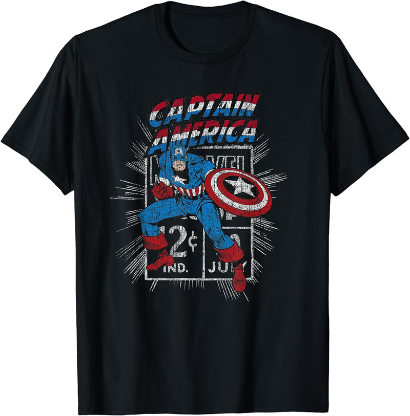 Kids Marvel Captain America Avengers Comic Cent Graphic T-Shirt 8 Royal Blue