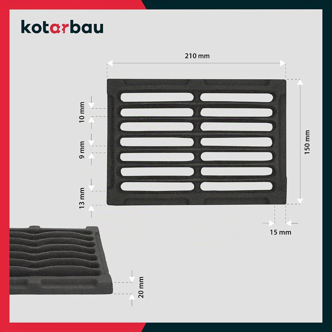 KOTARBAU Kaminrost 21,5 x 15,5 cm Kaminofen Tafelrost Ascherost Rost Ofengitter Kamin Ersatzteile Zu