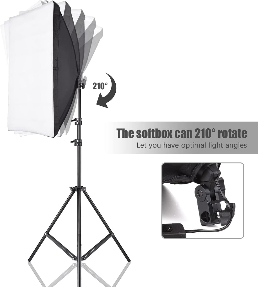 Softbox Set Fotostudio, Andoer 50×70cm Softbox mit 2 m Lichtstativ, Professionelle Fotografie E27-So