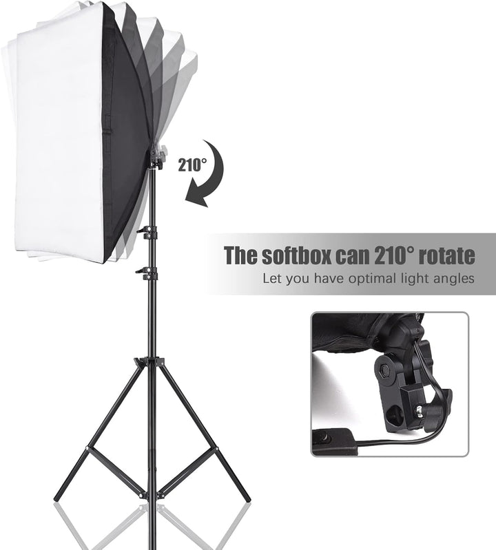 Softbox Set Fotostudio, Andoer 50×70cm Softbox mit 2 m Lichtstativ, Professionelle Fotografie E27-So