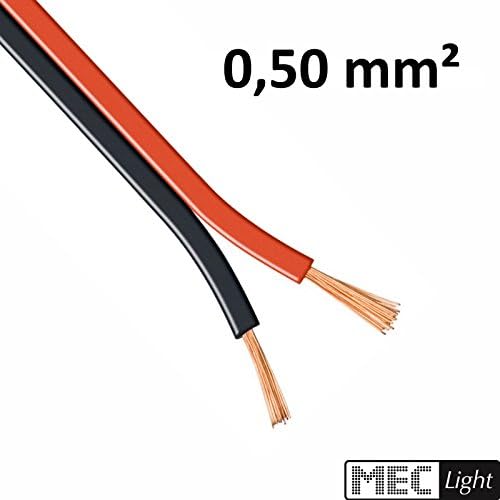 5-100m LED Kabel Zwillingslitze 2x 0,50mm² rot/schwarz 2-adrig - Länge wählbar (100m Zwillingslitze