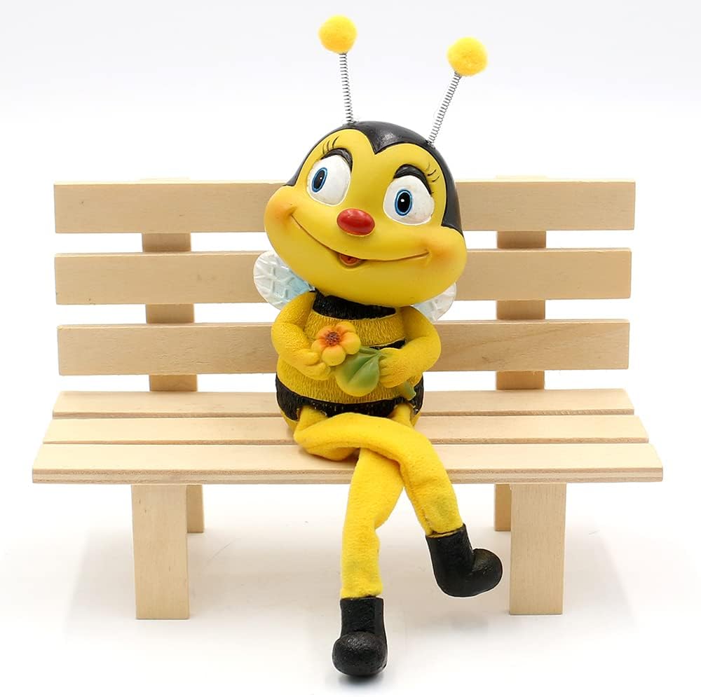 Dekohelden24 Dekofigur Kantenhocker Bienen-Bienenpaar mit Blume, 2er Set, Polyresin, Grösse: ca. 6 x