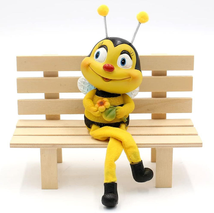 Dekohelden24 Dekofigur Kantenhocker Bienen-Bienenpaar mit Blume, 2er Set, Polyresin, Grösse: ca. 6 x
