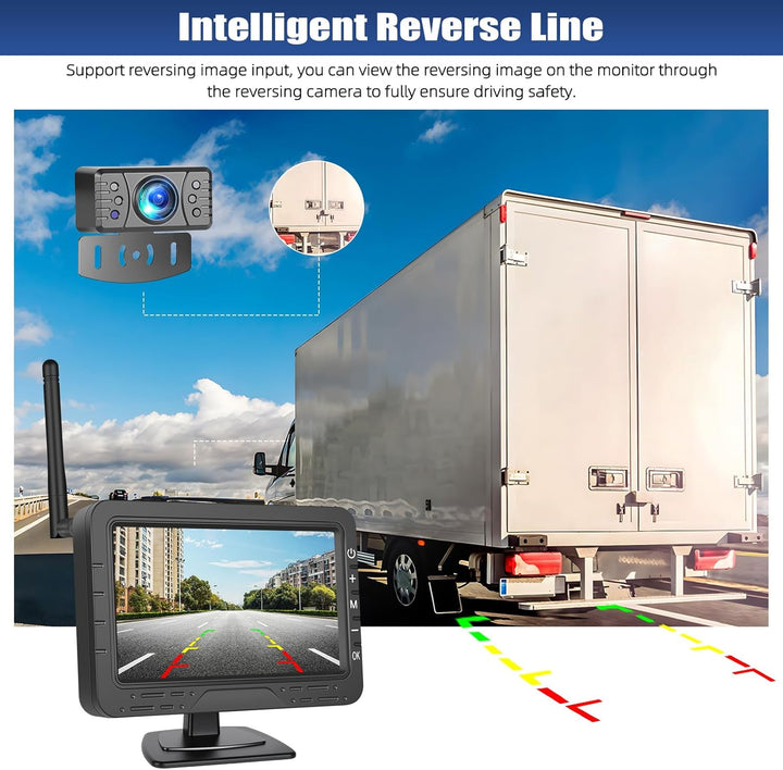 CAMECHO HD Rarückfahrkamera kabellos 4,3 Zoll Wireless-Übertragung, IP68-Wasserdichtigkeit, Infrarot