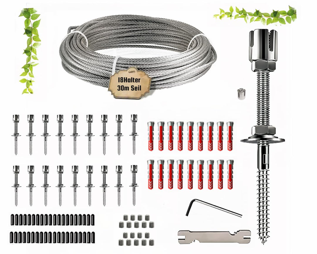 18 Stück Rankhilfe Wand Edelstahl Metall Halter Drahtseil Kletterhilfe Pflanzen Stütze, 18
