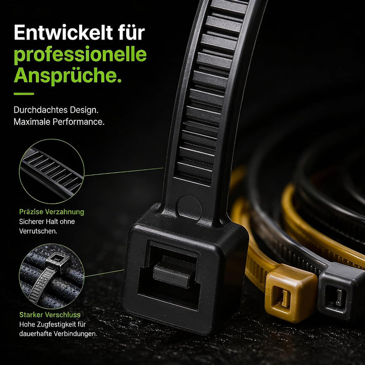 BeBo Kabelbinder UV-beständig Schwarz 7,8 x 750 mm I 100 Stück I stabil &amp; vielseitig für den Innen &amp;