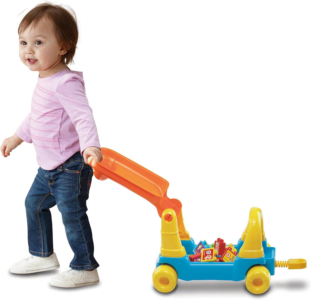 VTech Baby ABC-Eisenbahn – Rutschfahrzeug, Zieh- oder Laufwagen und Spielboard mit Zahlen, Buchstabe
