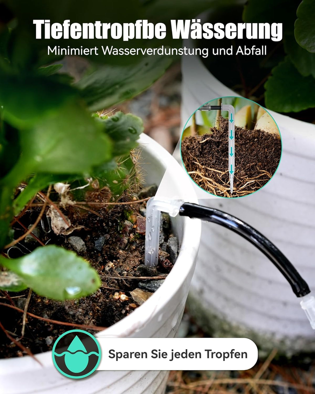 RAINPOINT Solar Bewässerungssystem, 45L/H Automatische Solar Bewässerung mit Programmierbarem Timer,