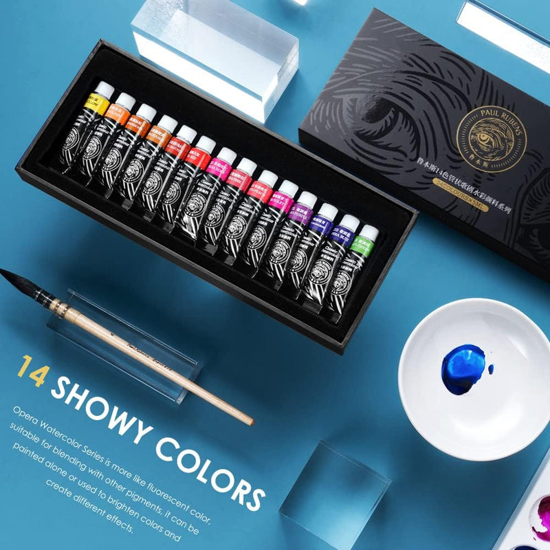 Paul Rubens Aquarellfarben set - 14 Neonfarben x 5 ml Tuben Wasserfarben Opera, hochpigmentierte und