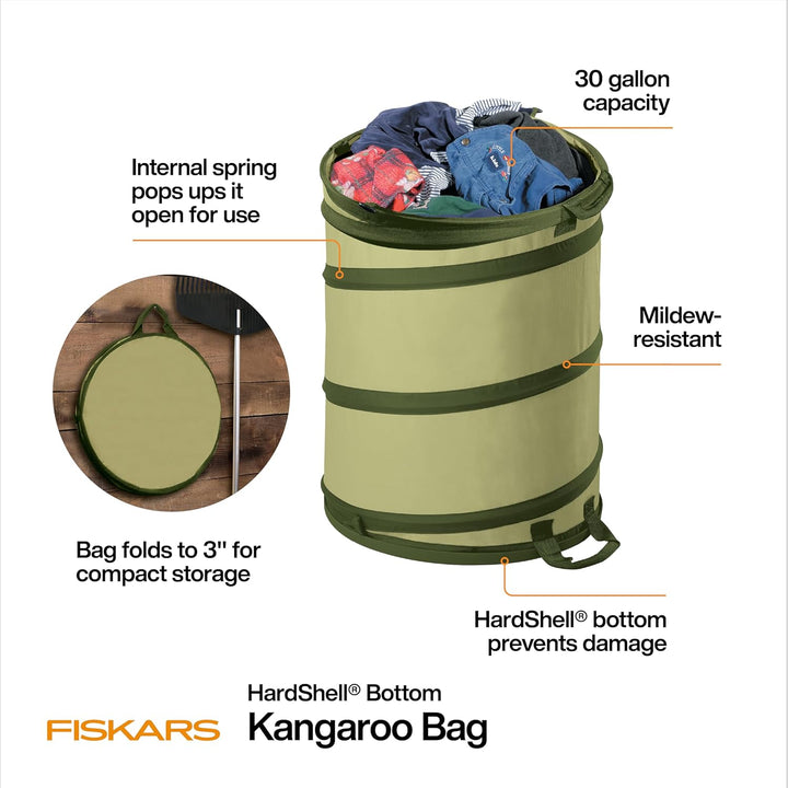 Fiskars Känguru-Gartensack mit harter Unterseite, ca. 18 l Grün, Grün