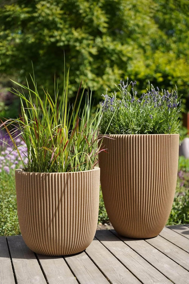 Capi Europe - Blumentopf Kugel Groove NL - 43x41 - Elfenbein - Öffnung Ø35 - Blumentopf für den Inne