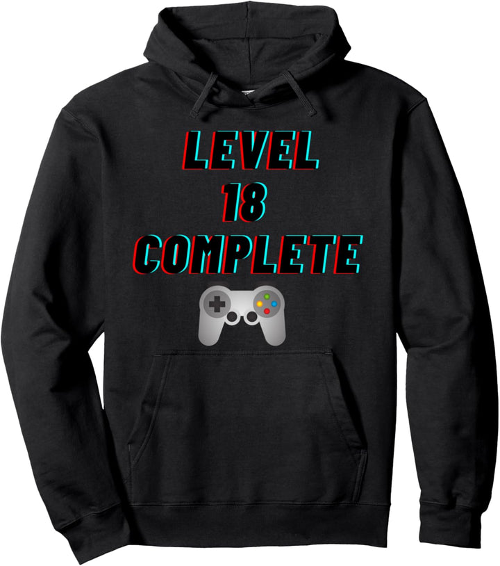 Level 18 Complete Geburtstag 18 Jahre Junge Herren 2002 Game Pullover Hoodie
