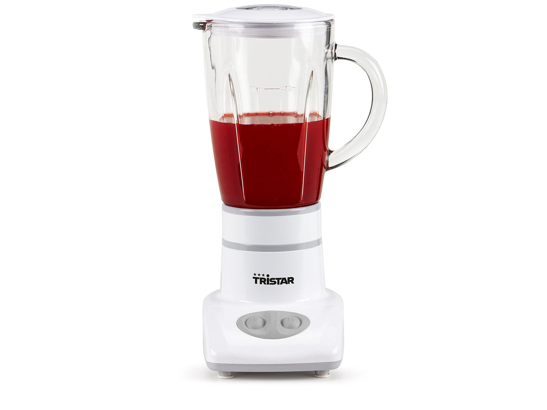Tristar BL-4431 Mixer – Edelstahlklingen – 2 Geschwindigkeiten - 450 ml Glaskanne - Kompakt