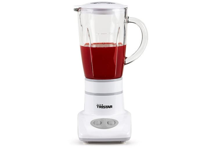 Tristar BL-4431 Mixer – Edelstahlklingen – 2 Geschwindigkeiten - 450 ml Glaskanne - Kompakt