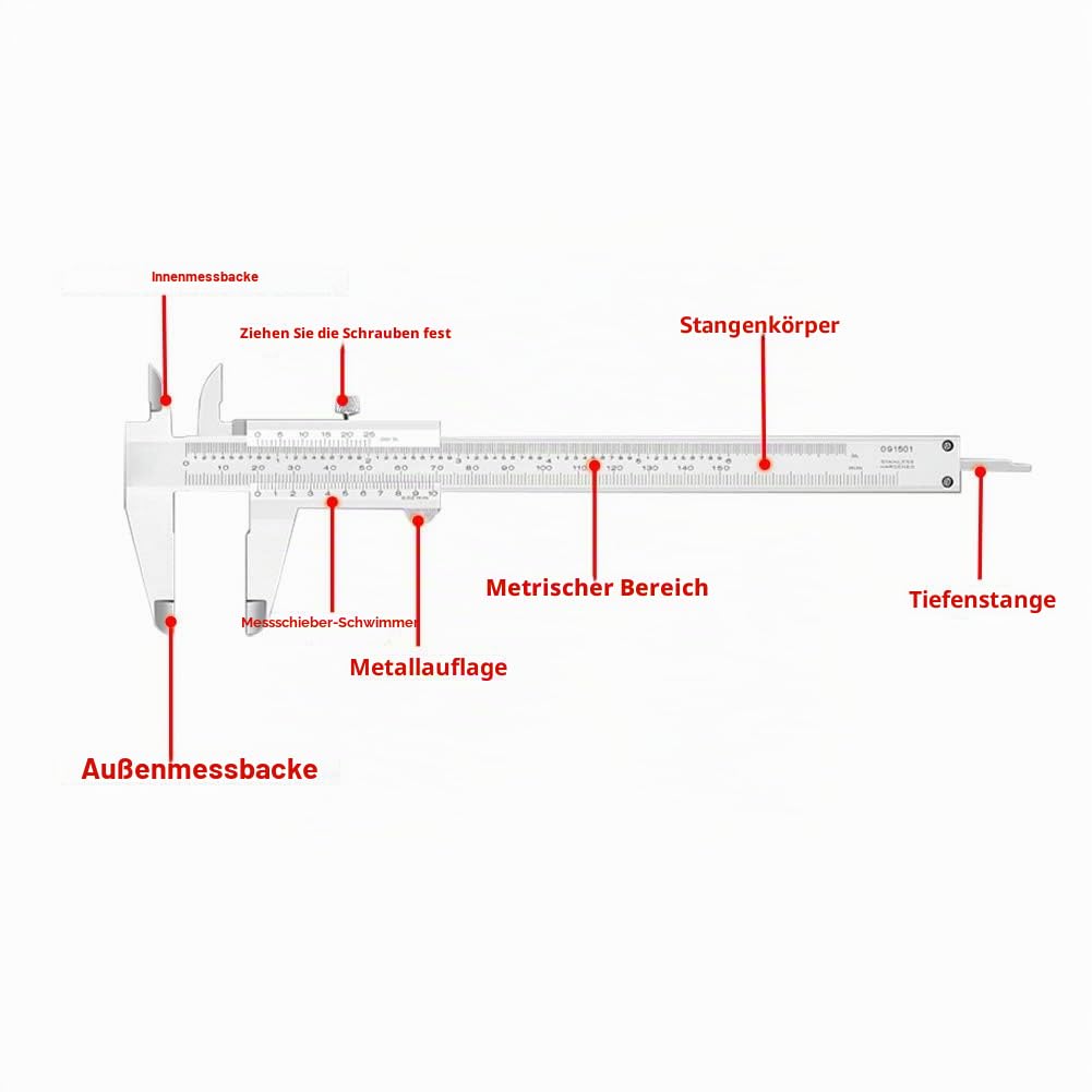 0-300 mm Messschieber,Kohlenstoffreicher Stahl Präzisions Messschieber mit hoher Messgenauigkeit zum