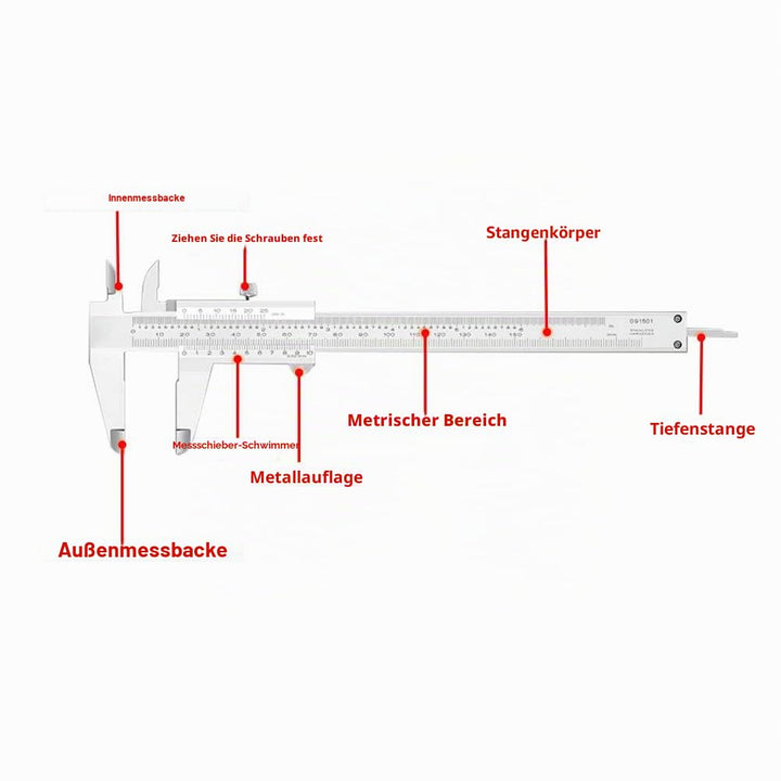 0-300 mm Messschieber,Kohlenstoffreicher Stahl Präzisions Messschieber mit hoher Messgenauigkeit zum