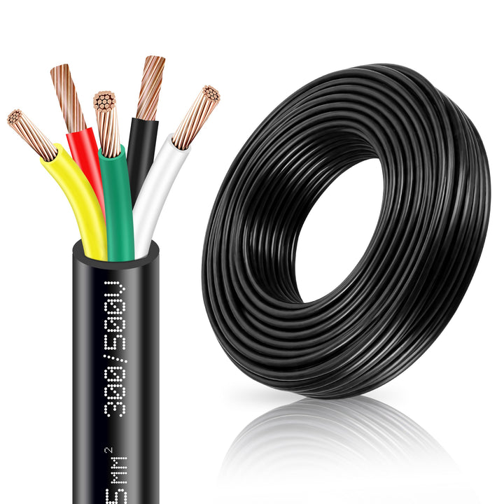 5 x 0,75 mm² 5 Kernanhängerkabel 12 V 24-V Caravan-Kabel Runde, dünnwandiges Elektrokabel für LED-Le