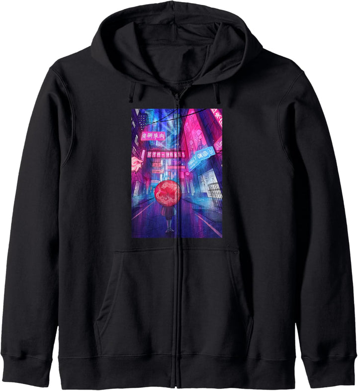 Cyberpunk Stadt Tokio Kanji Japanisch Geschenk Cyber Japan Kapuzenjacke