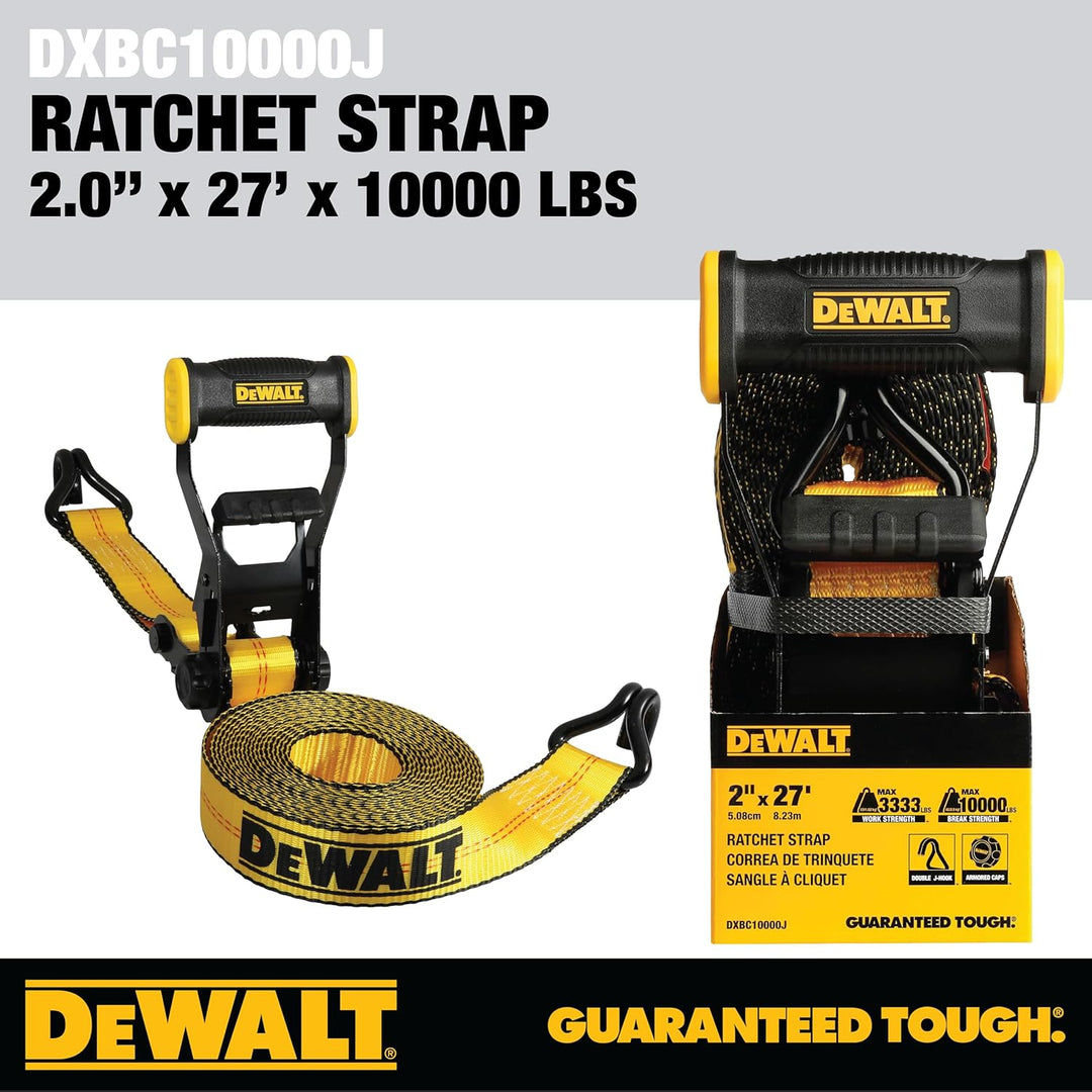 DEWALT DXBC10000J-6PK Spanngurte mit Ratsche, 5,1 x 7,8 cm, mit doppelten J-Haken, robuster Frachttr