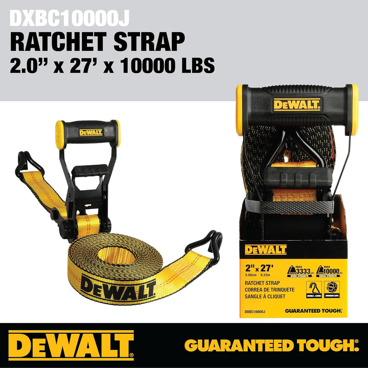 DEWALT DXBC10000J-6PK Spanngurte mit Ratsche, 5,1 x 7,8 cm, mit doppelten J-Haken, robuster Frachttr