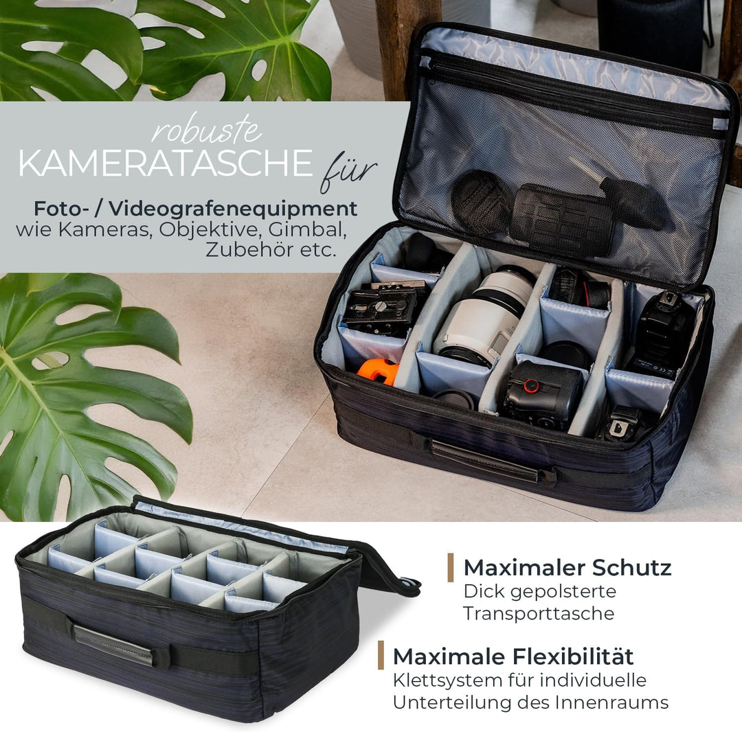 HMF 18442-02 Kameratasche, Kamerakoffer individuelle Trennwände, Spiegelreflex, 44 x 28 x 18 cm, sch