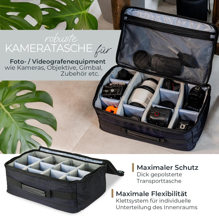 HMF 18442-02 Kameratasche, Kamerakoffer individuelle Trennwände, Spiegelreflex, 44 x 28 x 18 cm, sch