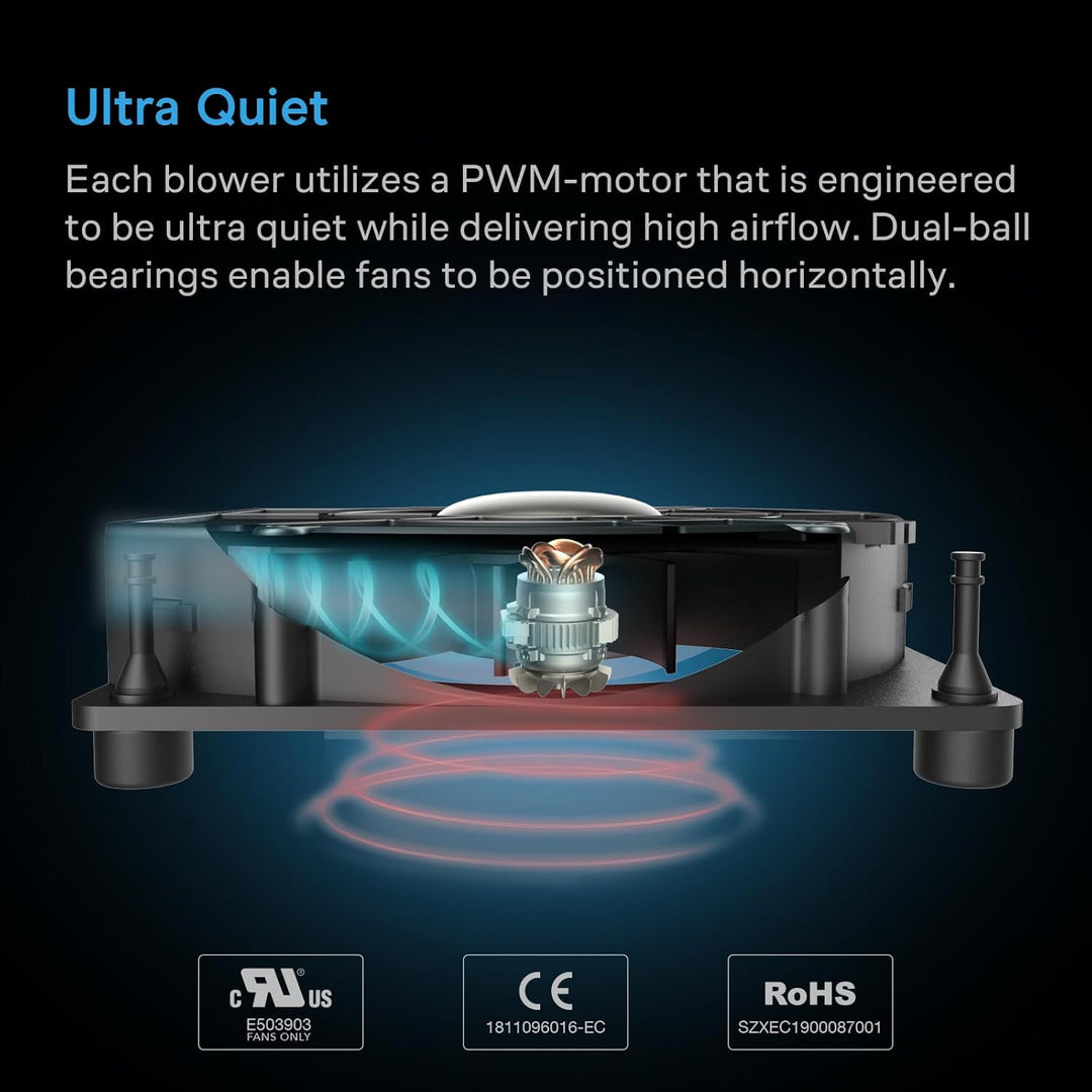 AC Infinity MULTIFAN S2, Leiser 120mm USB Gebläse Ventilator mit Geschwindigkeitsregler, für Receive