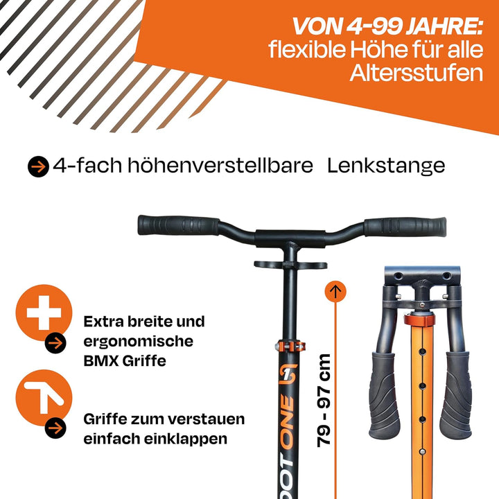 Scoot One Aluminium Scooter S 1 / S 2 – höhenverstellbarer Aluminiumroller Scooter Roller ABEC 7 Ora