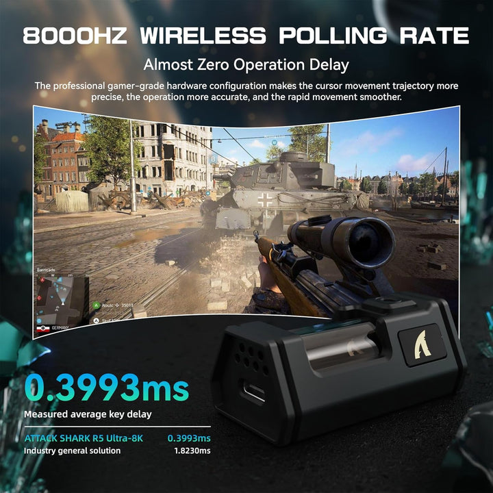 ATTACK SHARK R5 Ultra Carbonfaser HyperSpeed Kabellose Gaming-Maus, 39g ultraleichte Maus, 2,4G/BT/U