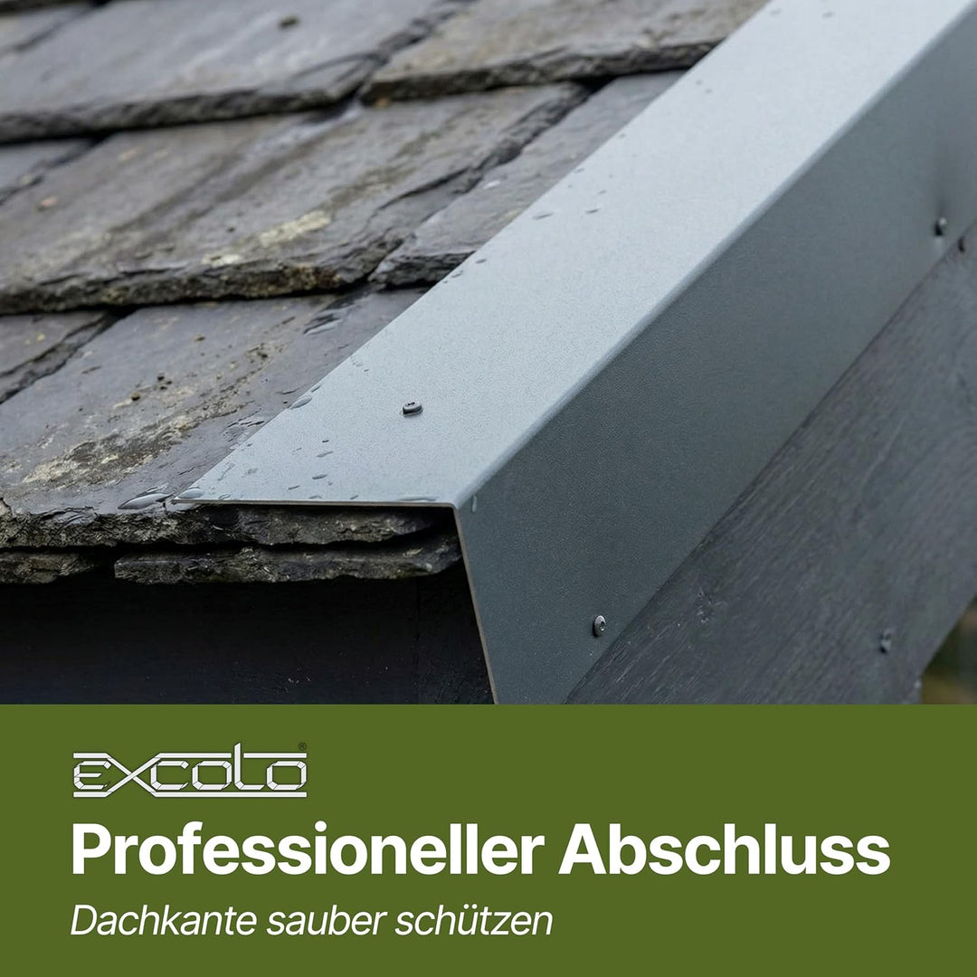 EXCOLO Dach-Abschluss-Blech Giebelblech Dachrandblech Ortgangblech Ortgangwinkel Ortblech 65x85, 2 m