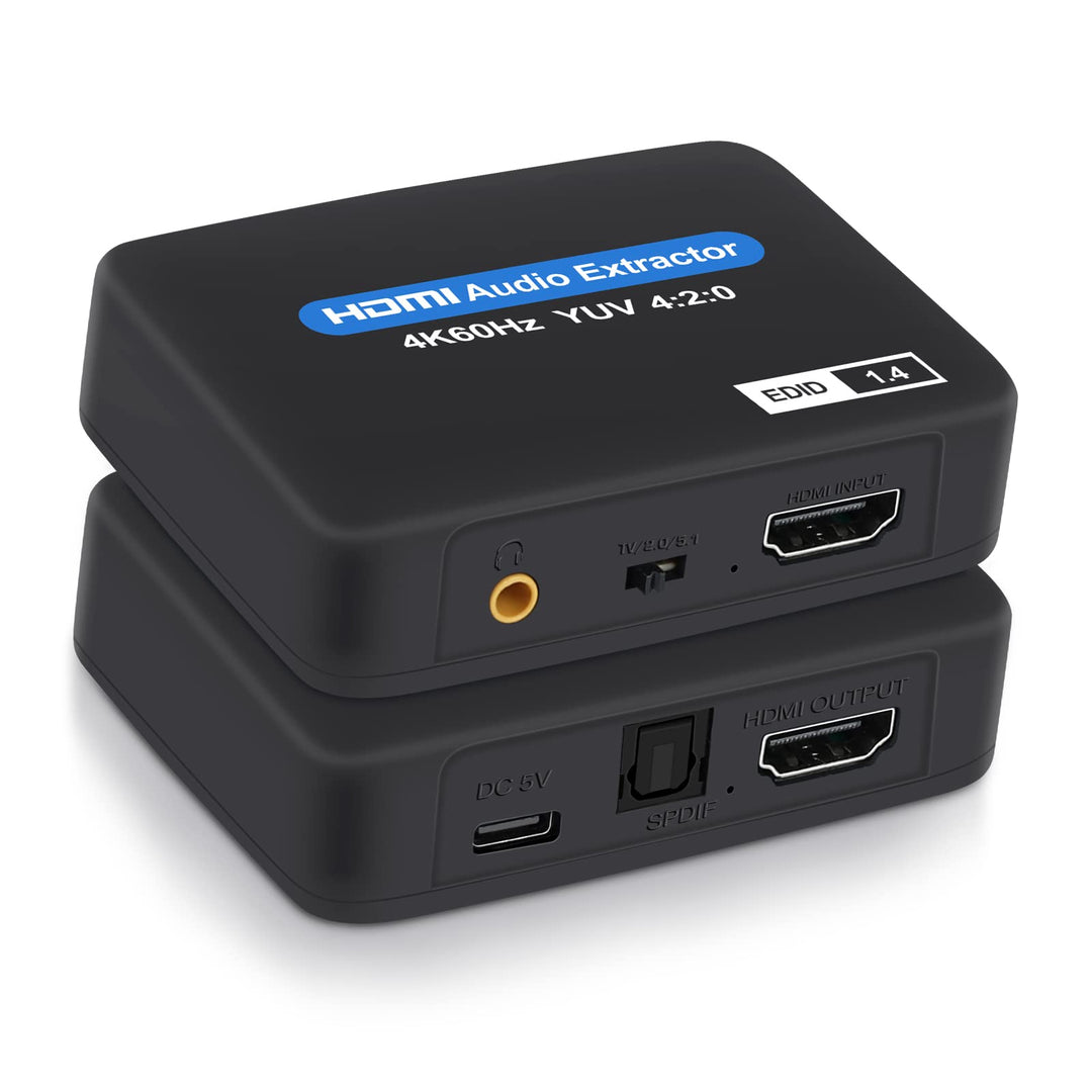 HDMI Audio Extractor, 4K@60Hz HDMI to HDMI + Optical Toslink SPDIF + 3.5mm Audio Output, HDMI Audio