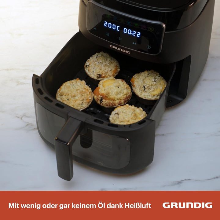 Grundig FRY 7320 Heissluftfritteuse, 7,6 l Kapazität, 1750 W, Touch-Display, grosses Sichtfenster, T