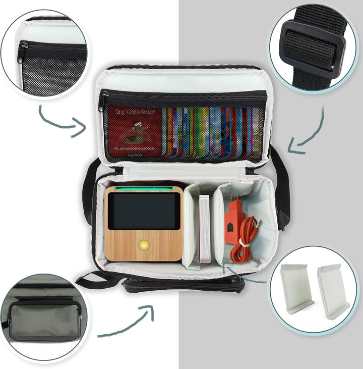 Annmore Tasche für Toniebox und Hörfiguren Tragetasche für Tigerbox Tigercard Grau Aufbewahrungstasc
