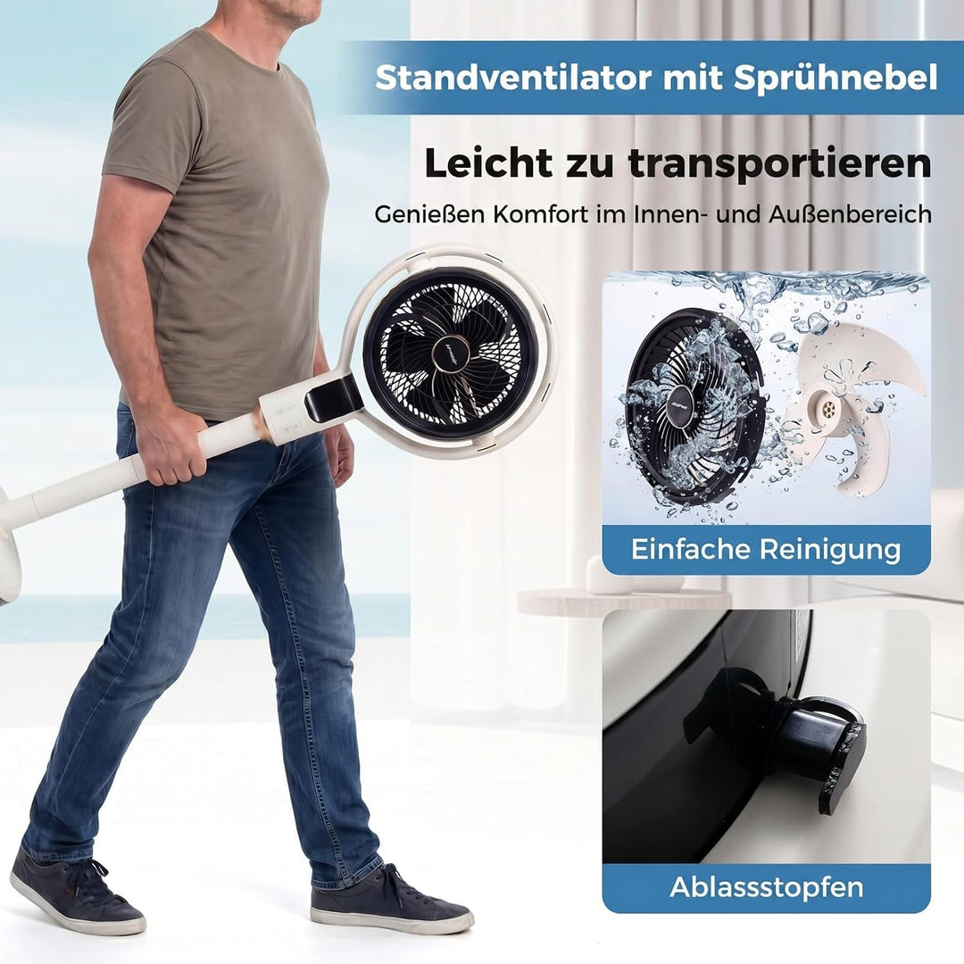COSTWAY Standventilator mit Wasserkühlung &amp; Fernbedienung, Luftkühle leise | Bodenventilator höhenve