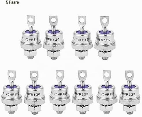 5 Paare 70HFR120 70HF120 Gleichrichterdiode 70A 1200V Spiralgleichrichterdiode zum Laden der Batteri