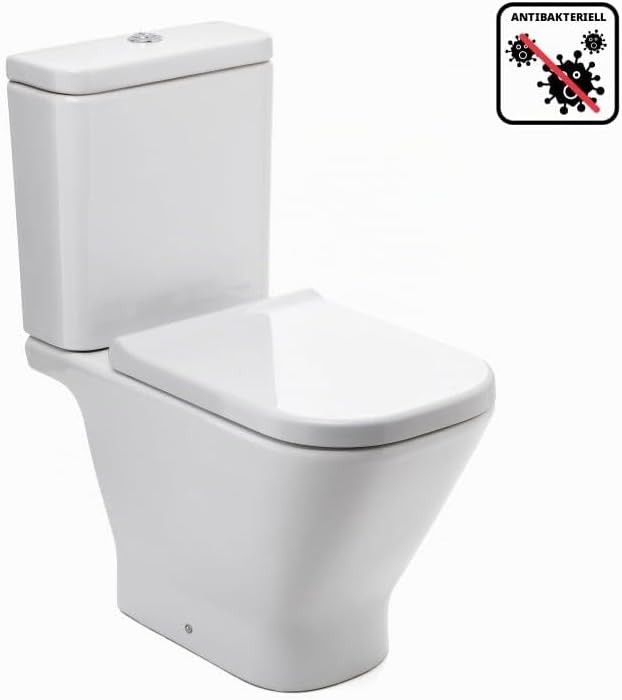 TATAY WC-Sitz mit Absenkautomatik, leicht quadratisch, aus antibakteriellem Polypropylen, Weiss glän