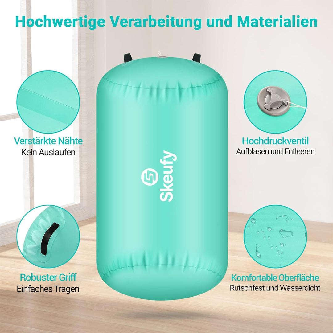 Skeufy Air Matte Track, Aufblasbare Gymnastik Yoga Air Matte Roll mit Elektrischer Luftpumpe, Airrol