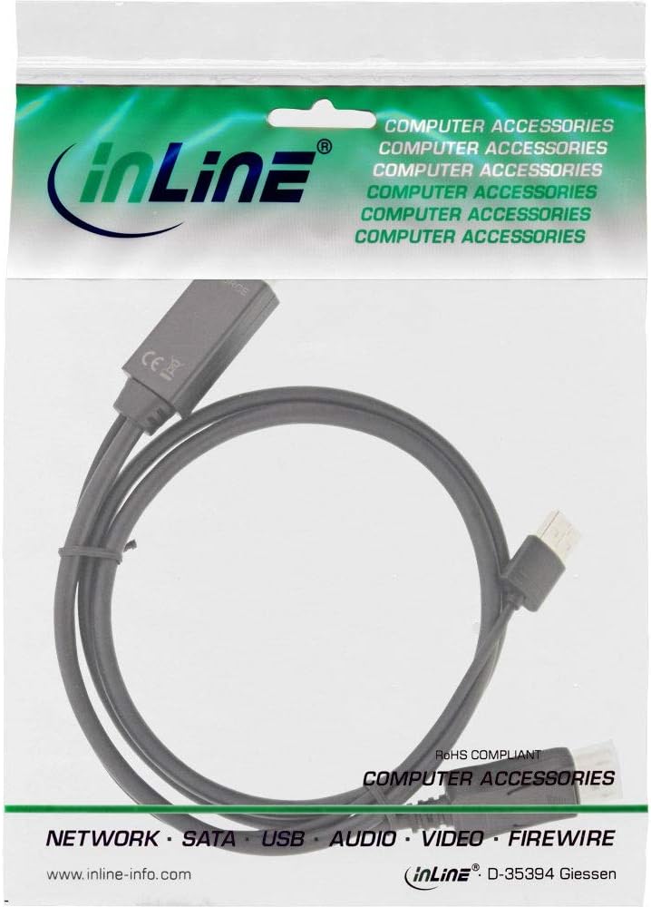 InLine® HDMI zu DisplayPort Konverter Kabel, 4K, schwarz/Gold, 1,5m 1,5 m, 1,5 m