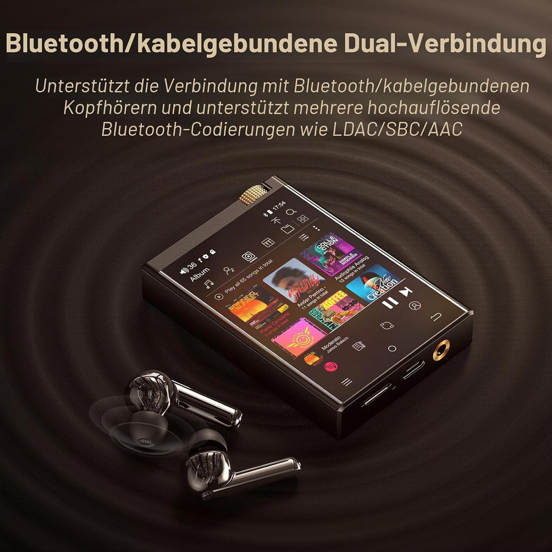 HiFi MP3 Player mit Bluetooth und WiFi, tragbarer Android 9.0 Spotify MP3-Player, Oilsky 80GB 2,8&