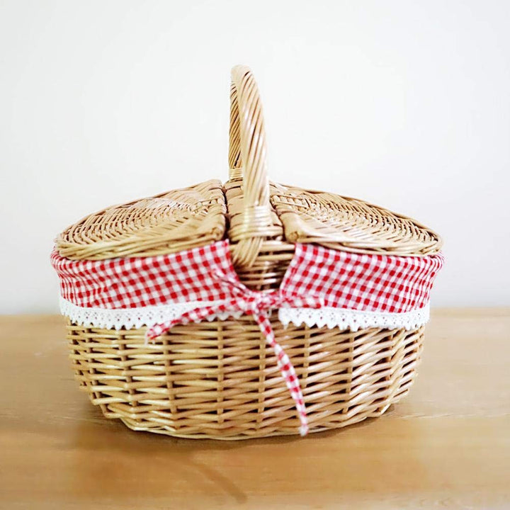 Weiden-Picknickkorb, Weidenkorb mit Deckel, Geschenkkorb leer, Pilzkorb, Campingkorb im Landhausstil